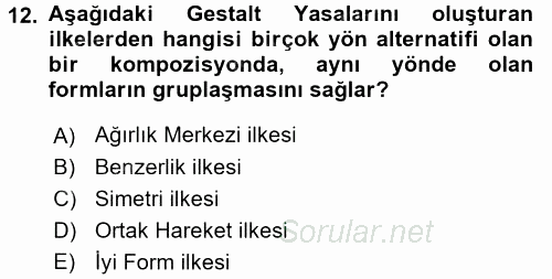 Bilgisayar Destekli Temel Tasarım 2017 - 2018 Ara Sınavı 12.Soru