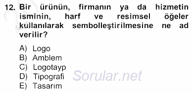 Marka İletişimi Tasarımı ve Uygulamaları 2012 - 2013 Ara Sınavı 12.Soru