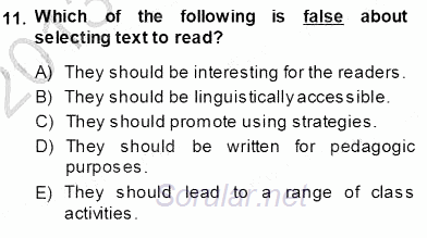 Okuma Ve Dinleme Öğretimi 2013 - 2014 Ara Sınavı 11.Soru