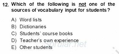 Okuma Ve Dinleme Öğretimi 2013 - 2014 Ara Sınavı 12.Soru