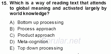 Okuma Ve Dinleme Öğretimi 2013 - 2014 Ara Sınavı 15.Soru