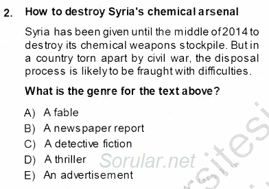 Okuma Ve Dinleme Öğretimi 2013 - 2014 Ara Sınavı 2.Soru