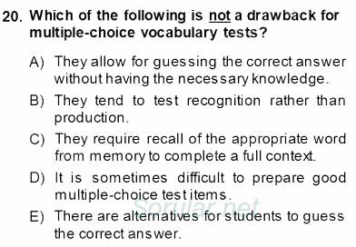 Okuma Ve Dinleme Öğretimi 2013 - 2014 Ara Sınavı 20.Soru