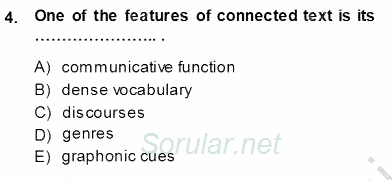 Okuma Ve Dinleme Öğretimi 2013 - 2014 Ara Sınavı 4.Soru
