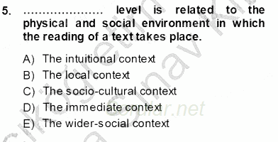 Okuma Ve Dinleme Öğretimi 2013 - 2014 Ara Sınavı 5.Soru