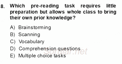 Okuma Ve Dinleme Öğretimi 2013 - 2014 Ara Sınavı 8.Soru