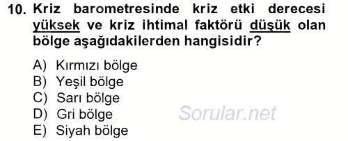 Kriz İletişimi Ve Yönetimi 2012 - 2013 Dönem Sonu Sınavı 10.Soru