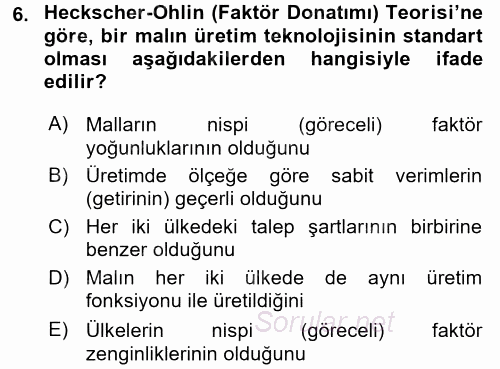 Uluslararası İktisat 2017 - 2018 Ara Sınavı 6.Soru