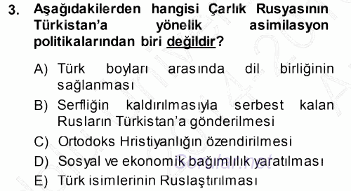 Orta Asya ve Kafkaslarda Siyaset 2014 - 2015 Ara Sınavı 3.Soru