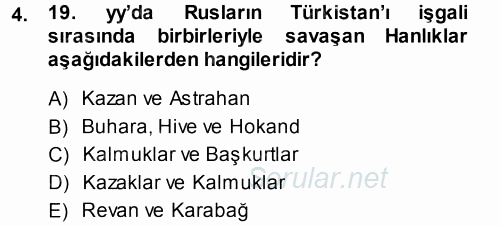 Orta Asya ve Kafkaslarda Siyaset 2014 - 2015 Ara Sınavı 4.Soru