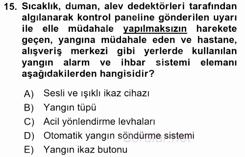 Isıtma Havalandırma ve Klima Sistemlerinde Enerji Ekonomisi 2015 - 2016 Dönem Sonu Sınavı 15.Soru