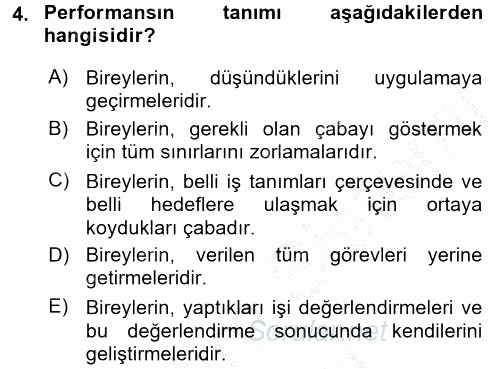 Performans Yönetimi 2016 - 2017 Ara Sınavı 4.Soru