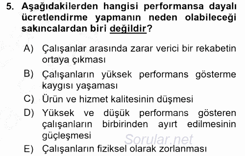 Performans Yönetimi 2016 - 2017 Ara Sınavı 5.Soru