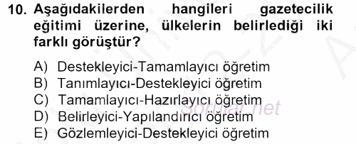 Haber Türleri 2012 - 2013 Ara Sınavı 10.Soru
