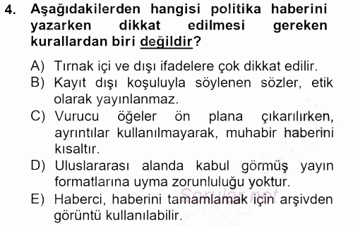 Haber Türleri 2012 - 2013 Ara Sınavı 4.Soru