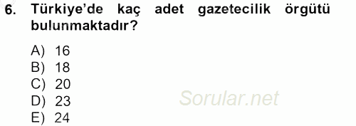 Haber Türleri 2012 - 2013 Ara Sınavı 6.Soru