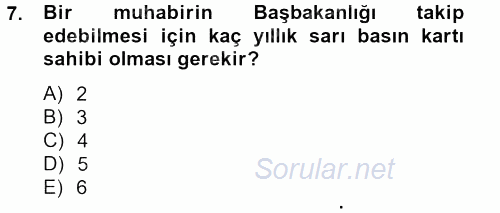 Haber Türleri 2012 - 2013 Ara Sınavı 7.Soru