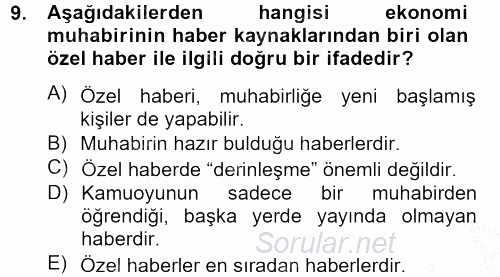 Haber Türleri 2012 - 2013 Ara Sınavı 9.Soru