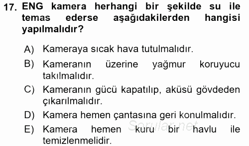 Radyo ve Televizyonda Ölçü Bakım 2017 - 2018 Dönem Sonu Sınavı 17.Soru