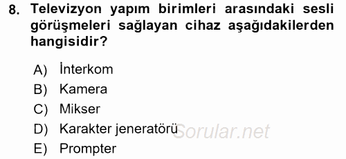 Radyo ve Televizyonda Ölçü Bakım 2017 - 2018 Dönem Sonu Sınavı 8.Soru