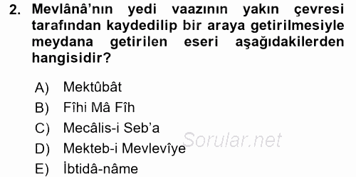 VIII-XIII. Yüzyıllar Türk Edebiyatı 2017 - 2018 Dönem Sonu Sınavı 2.Soru