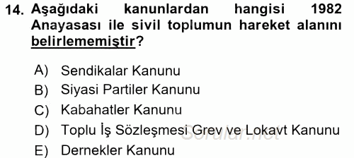 Siyaset Sosyolojisi 2016 - 2017 Ara Sınavı 14.Soru
