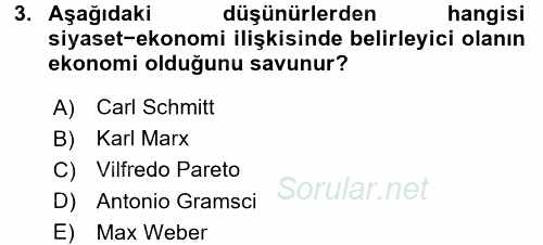 Siyaset Sosyolojisi 2016 - 2017 Ara Sınavı 3.Soru