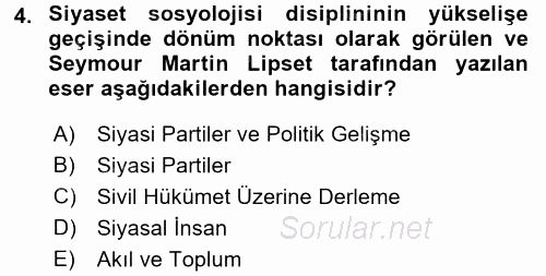 Siyaset Sosyolojisi 2016 - 2017 Ara Sınavı 4.Soru