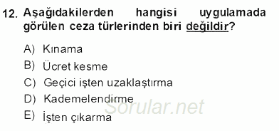 Örgütlerde İnsan Kaynakları Yönetimi 2013 - 2014 Dönem Sonu Sınavı 12.Soru