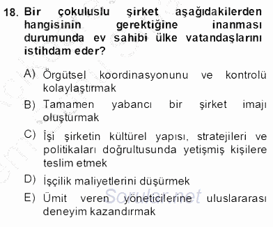 Örgütlerde İnsan Kaynakları Yönetimi 2013 - 2014 Dönem Sonu Sınavı 18.Soru