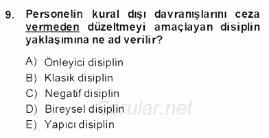 Örgütlerde İnsan Kaynakları Yönetimi 2013 - 2014 Dönem Sonu Sınavı 9.Soru