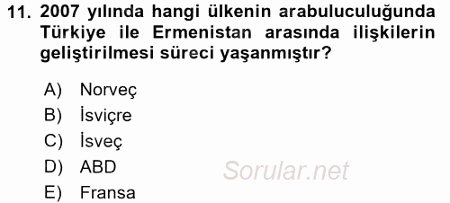 Orta Asya ve Kafkaslarda Siyaset 2017 - 2018 3 Ders Sınavı 11.Soru