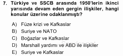 Orta Asya ve Kafkaslarda Siyaset 2017 - 2018 3 Ders Sınavı 7.Soru