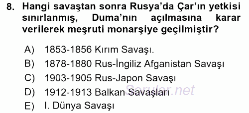 Orta Asya ve Kafkaslarda Siyaset 2017 - 2018 3 Ders Sınavı 8.Soru