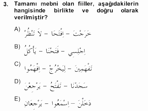 Arapça 2 2013 - 2014 Dönem Sonu Sınavı 3.Soru