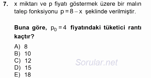 Matematik 2 2012 - 2013 Dönem Sonu Sınavı 7.Soru