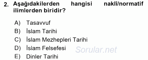 Hadis Tarihi ve Usulü 2016 - 2017 Dönem Sonu Sınavı 2.Soru