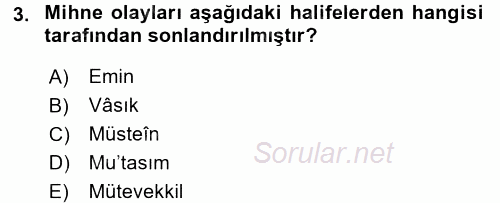 Hadis Tarihi ve Usulü 2016 - 2017 Dönem Sonu Sınavı 3.Soru