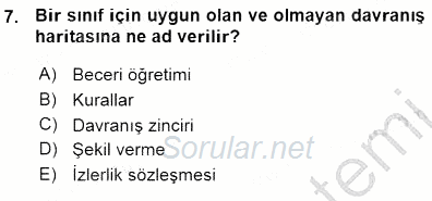 Davranış Ve Öğrenme Sorunu Olan Çocukların Eğitimi 2015 - 2016 Ara Sınavı 7.Soru
