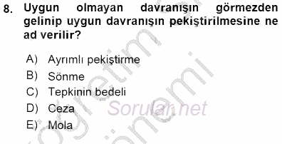 Davranış Ve Öğrenme Sorunu Olan Çocukların Eğitimi 2015 - 2016 Ara Sınavı 8.Soru