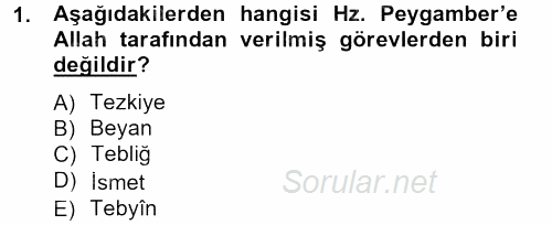 Hadis Tarihi ve Usulü 2013 - 2014 Tek Ders Sınavı 1.Soru