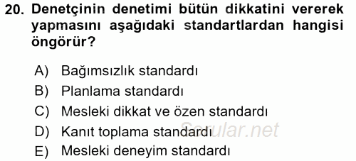 Muhasebe Denetimi ve Mali Analiz 2016 - 2017 Ara Sınavı 20.Soru
