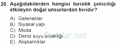 Genel Turizm Bilgisi 2012 - 2013 Dönem Sonu Sınavı 20.Soru