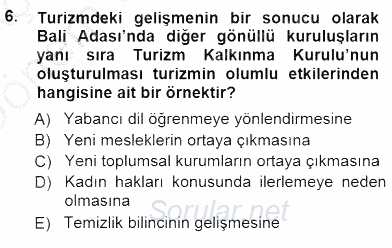 Genel Turizm Bilgisi 2012 - 2013 Dönem Sonu Sınavı 6.Soru
