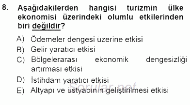 Genel Turizm Bilgisi 2012 - 2013 Dönem Sonu Sınavı 8.Soru