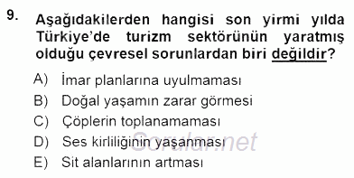 Genel Turizm Bilgisi 2012 - 2013 Dönem Sonu Sınavı 9.Soru