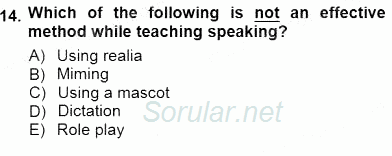 Çocuklara Yabancı Dil Öğretimi 1 2012 - 2013 Dönem Sonu Sınavı 14.Soru