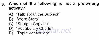 Çocuklara Yabancı Dil Öğretimi 1 2012 - 2013 Dönem Sonu Sınavı 6.Soru