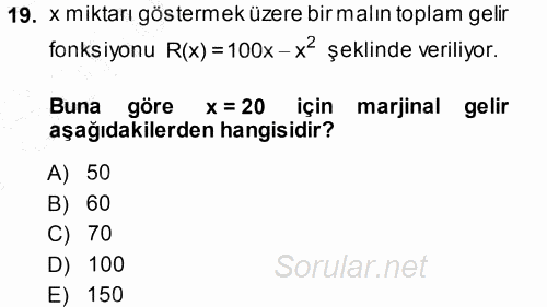 Matematik 1 2013 - 2014 Dönem Sonu Sınavı 19.Soru