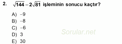 Matematik 1 2013 - 2014 Dönem Sonu Sınavı 2.Soru